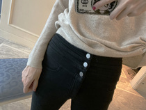 Even colder winter wear this thicker high waist three-row buckle fever jeans double layer warm and howl  