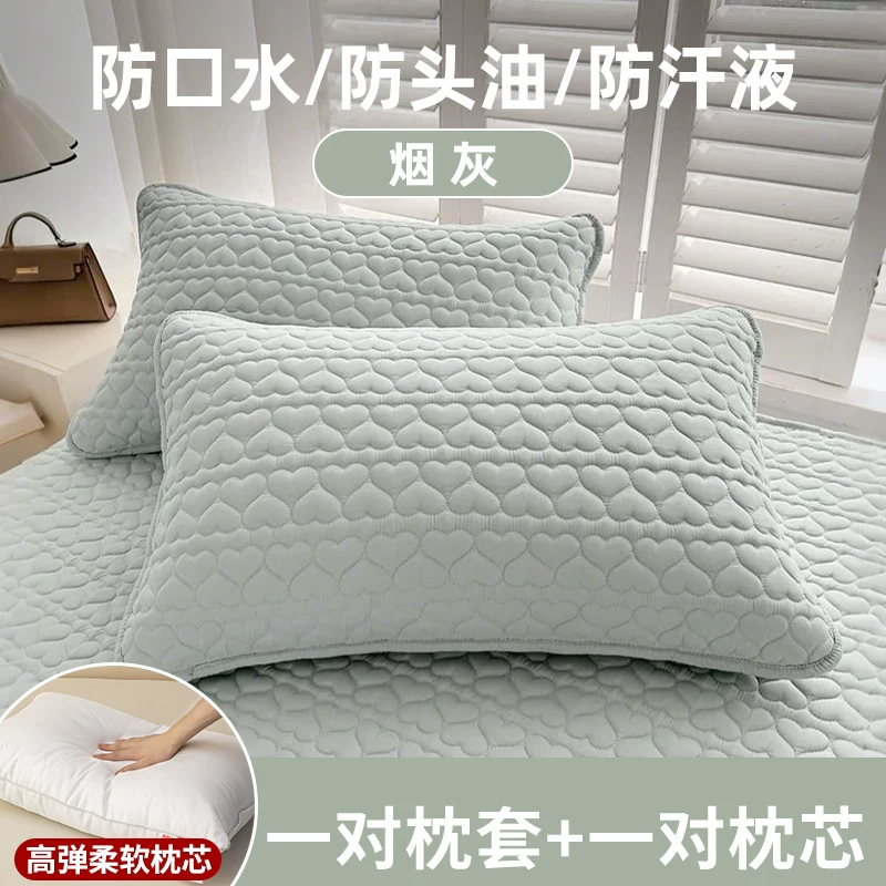 [防口水枕头套防油污隔脏枕套单个家用一对装枕芯内胆套48cmx74cm]