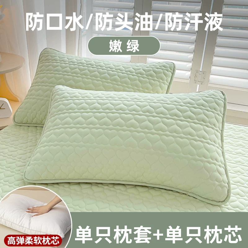 [防口水枕头套防油污隔脏枕套单个家用一对装枕芯内胆套48cmx74cm]