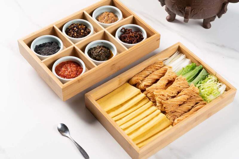 Creative Restaurant Tableware, Personalized Bamboo Hot Pot Tableware Set, Shandong Pancake Tableware, Divided Vegetable Tray, Dish Plate