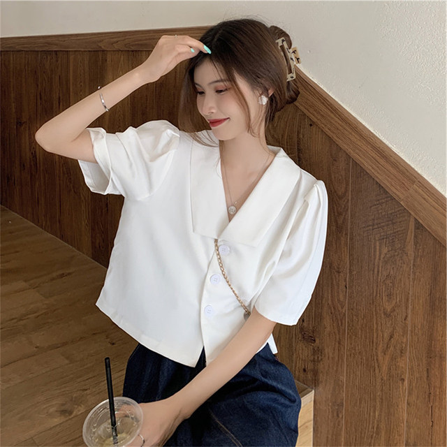 Fat mm shirt women's clothing niche shirt summer large size French temperament covering meat was thin short white t-shirt top