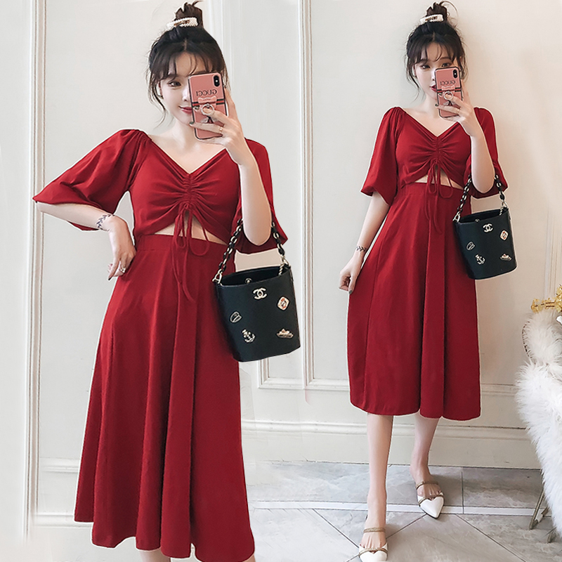 Large size in summer dress with fat mm women's dress Sexy V neckline Shoulder Smear Plethora Dresses Tourist Holiday Beach Dresses 200 Cati