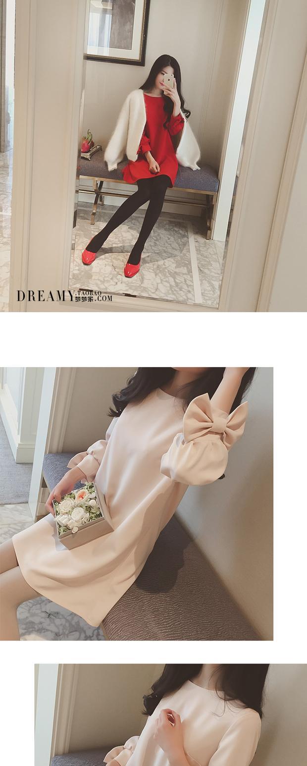 Phụ nữ mang thai đầm xuân 2018 xuân hè mới mẫu thời trang còng nơ dài đỏ Một chữ yfz đầm bầu công sở