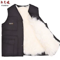 Áo len nam lông trung niên một mùa thu và mùa đông da cỏ vest da cừu vest ấm áp cotton áo ghi lê nam