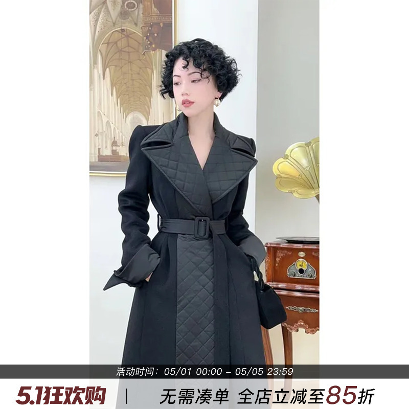 Lyxj【St. Mark's Mask】Long down Jacket for Women 2025 New Winter Warm Patchwork Wool down Coat