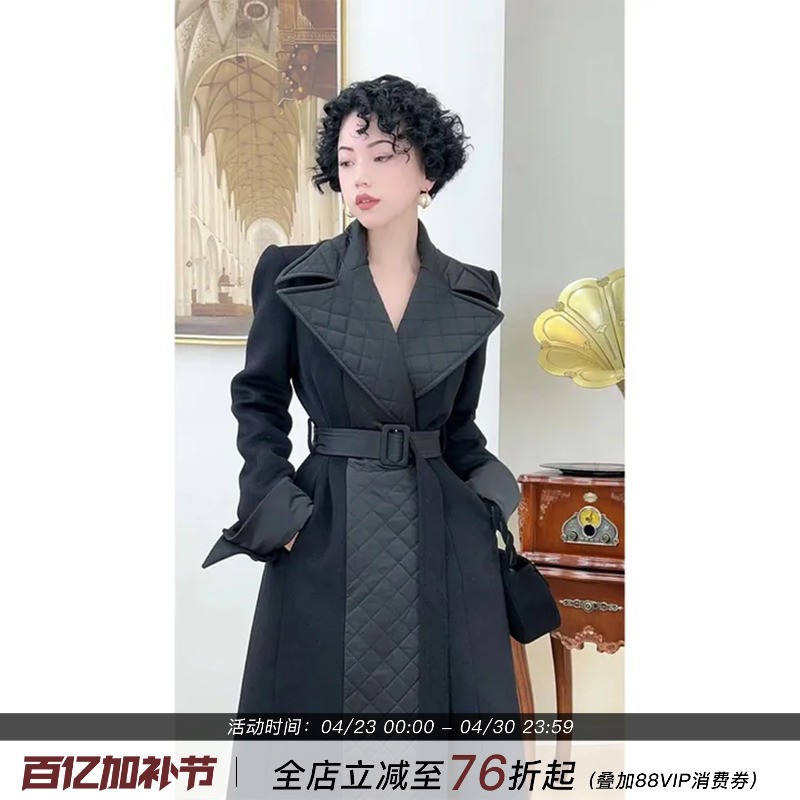 Lyxj【St. Mark's Mask】Long down Jacket for Women 2025 New Winter Warm Patchwork Wool down Coat