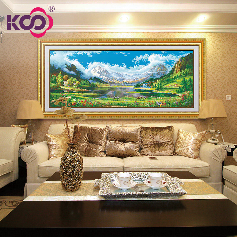 KS Cross embroidered 2021 new line embroidered living room with great feng shui painting Peach Source Tianshan Scenery scenery