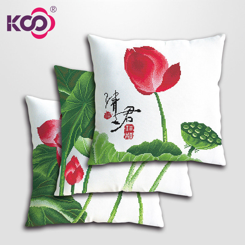 KS Cross embroidered 2021 new line embroidered and elegant full cotton holding pillow triple sofa cushion pillow ho flower Qing Junxiang and