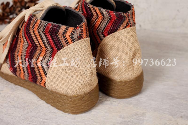 Giày mùa thu và mùa đông 2018 mới giày gió cao quốc gia cotton và vải lanh thông thường giày chống trượt thoáng khí giày cao gót giày cotton giày the thao nữ