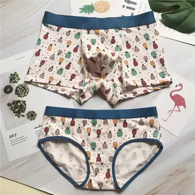 2021 New modal couple underwear cotton underwear set cute cartoon pants shorts couple small inside
