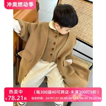 Bora Korean Korean mens and womens woolen coats autumn and winter clothing for middle and older children thickened British style high-end coats