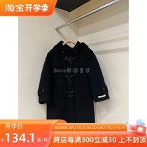 Bora Korean Korean boys and girls fashionable woolen coat autumn and winter clothing for middle and older children 2023 new black coat