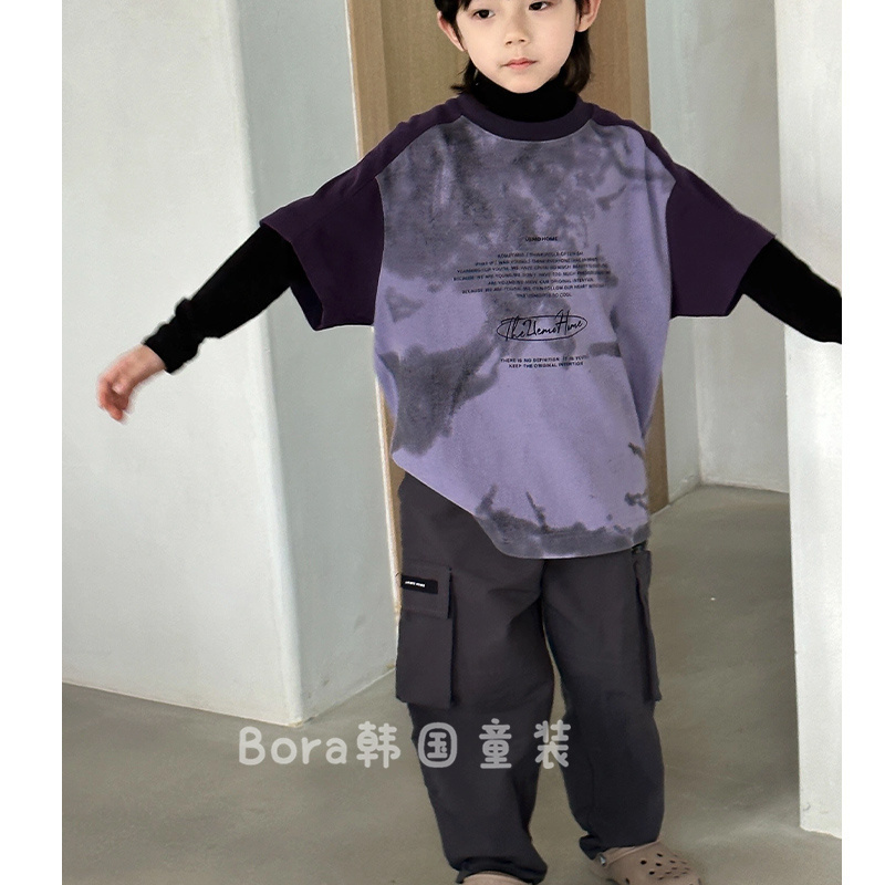 Polabora Korean children's clothing male and female short sleeve T-shirt 2023 new summer baby fashion printed blouse 6-Taobao
