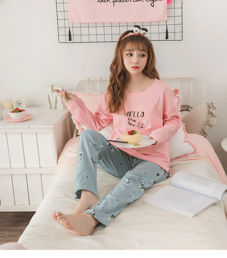 Bộ đồ ngủ mùa xuân và mùa thu cho nữ đồ ngủ de thương