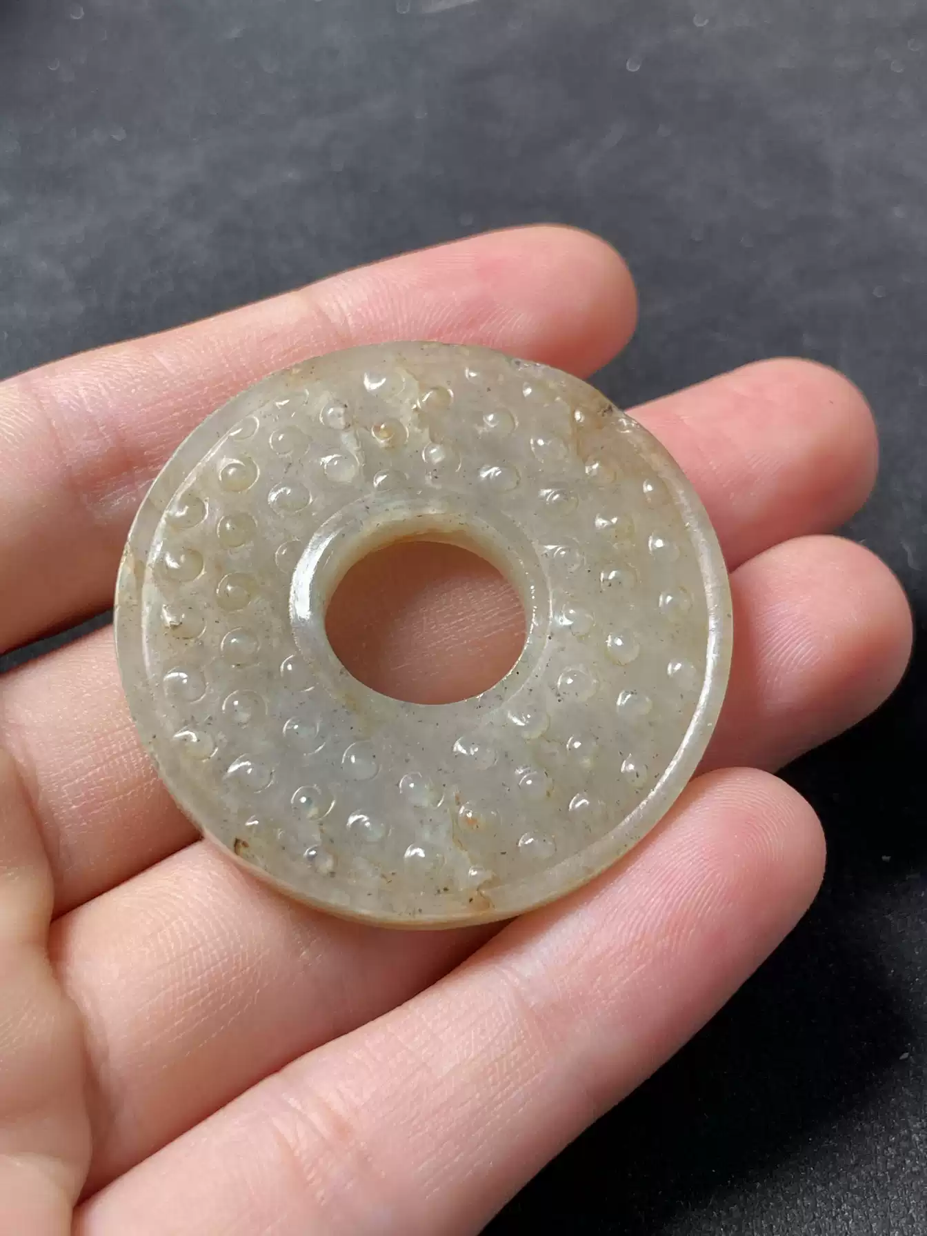 古玉老玉和田玉漢代谷紋小玉璧玉環古董藝術品收藏