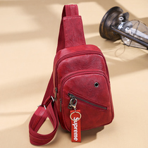  Chest bag female soft leather 2020 new Korean fashion simple all-match small backpack retro mini shoulder bag messenger bag