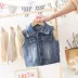 Áo vest bé trai và bé gái 1-3 tuổi áo ghi lê denim trẻ em mùa xuân và mùa thu mùa xuân mới phong cách nước ngoài 5 áo vest trẻ em mặc ngoài - Áo ghi lê