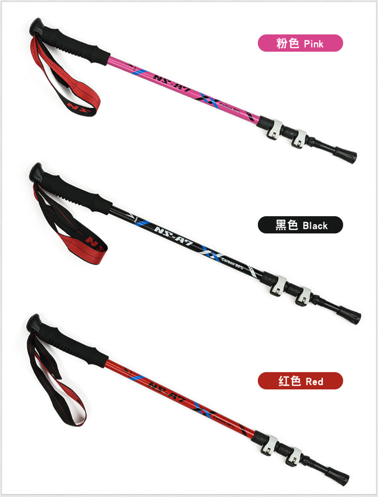 Ngoài trời carbon trekking cực siêu kính viễn vọng khóa mía nạng gậy đi bộ đường dài núi thiết bị du lịch ba gậy gậy 4 chân cho người già