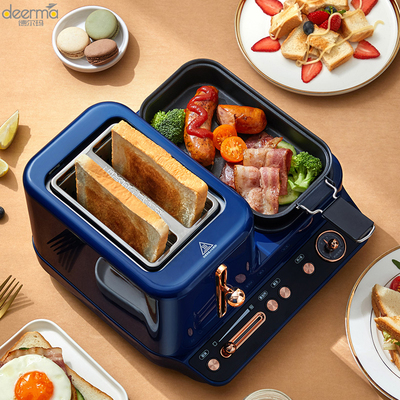 德尔玛烤面包机家用早餐机全自动家用面包片烤吐司机轻食机多士炉