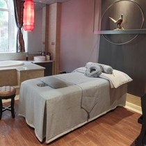 Summer beauty bedspread four-piece hemp Chinese style simple skin-friendly Beauty Salon Supplies massage bed with hole bedset custom