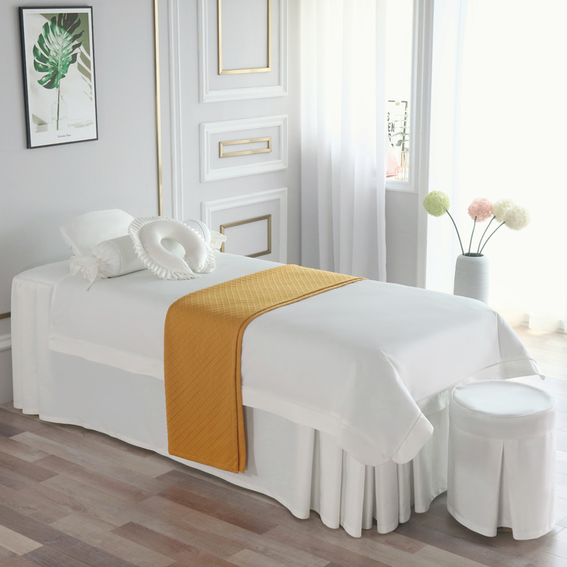 Beauty bed cover four pieces of white high-end beauty salon light lavish bed cover beauty bed new massage special bed linen