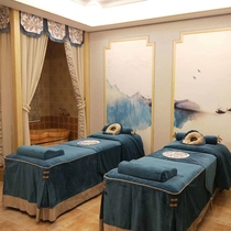 Beauty bedspread four-piece light luxury high-end Chinese beauty salon beauty bed massage bed cotton bed set soft bedding