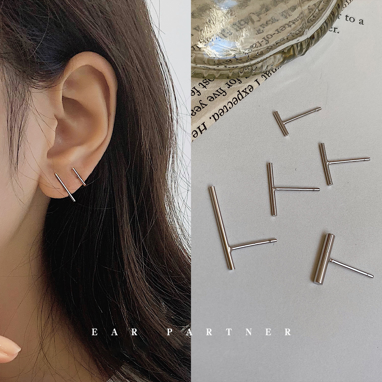s925 pure silver earring female 2021 new boomers net red minimalist about lukewarm wind sleeping without picking up the ear-ear stick