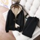 ເສື້ອຍືດແຂນຍາວຂອງແມ່ຍິງ hooded jacket sweatpants ສັ້ນ