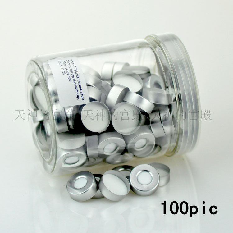100 jaw top hollow in-sample bottle cap cushion opening aluminium lid Teflon spacer 20 * 3mm white