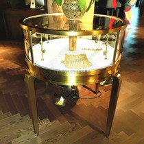  Clothing store Nakajima cabinet new jewelry display cabinet round counter custom stainless steel brushed jewelry display cabinet