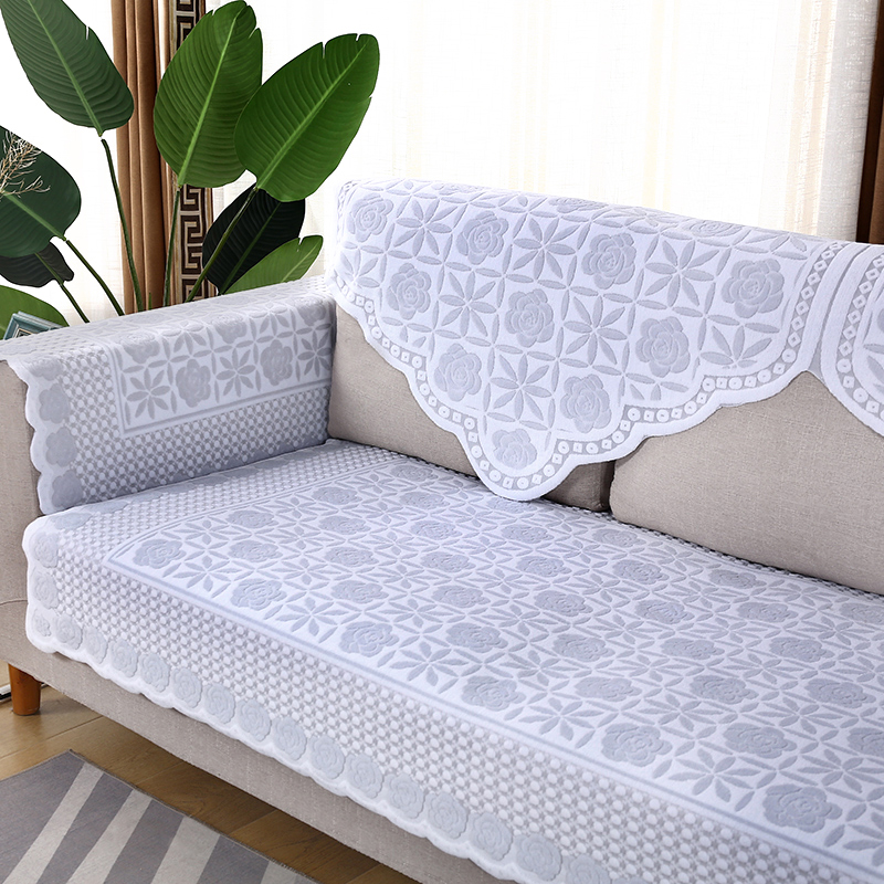 Lace Sofa Towel Backrest Towels Towel Towels Thickened Non-slip Sofa Mat All Season Universal Sofa Full Cover Fabric Grey