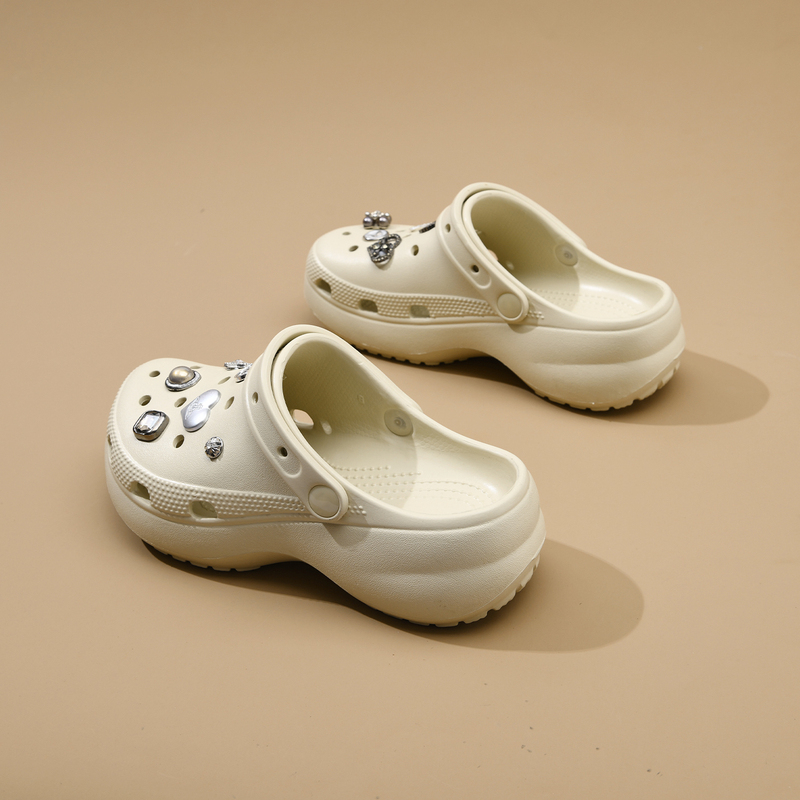 Cloud Hole Shoes for Women, Summer Thick-Soled Non-Slip Outdoor Dual-Wear Closed-Toe Clogs, Nurse Height-Increasing Beach Sandals