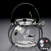 Silver-inlaid glass lifting beam teapot filter steamed tea ware Puer tea heat-resistant cooking teapot thick high temperature bubble teapot