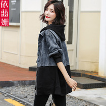 Denim jacket woman with medium length Korean version 2022 spring autumn new leisure loose bf original accommodation blouse with slim college wind