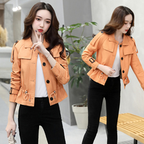 pu fur coat jacket woman short section small child 2022 spring autumn new Korean version loose chic blouse with slim leather jacket