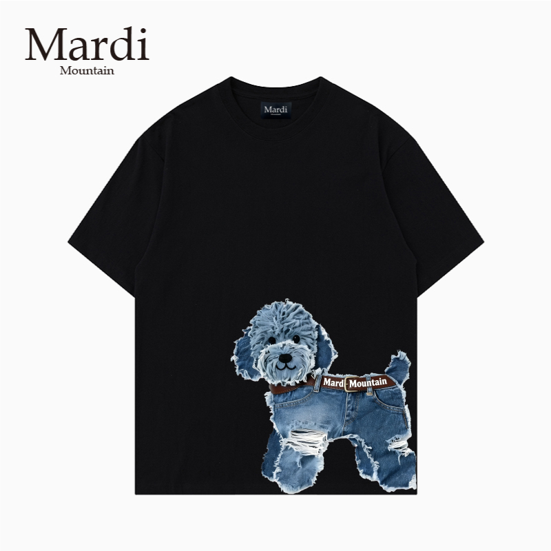 Authorized by the Store Mardi Mountain Korean Genuine Product 2026 Summer New Black and White Pure Cotton Short-Sleeved Women's T-Shirt