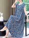 2025新款女士印花连衣裙夏季大码女装时尚宽松显瘦妈妈背心长裙女