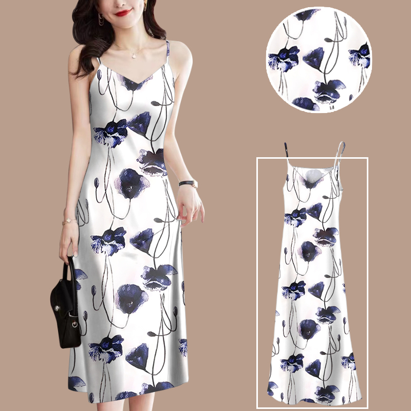 Clearance Sale~ High-End Elegant Strap Dress 2025 New Summer Age-Reducing Strap Dress for Women, Tummy-Covering Mom's Outfit