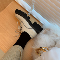 Display Slim 2021 Spring Thick Sole Shoes Women Mona Lace Lefu Shoes Ingloment Cakes Small Leather Shoes College Wind Derby Shoes