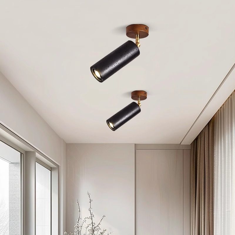 Japanese Wabi-Sabi Style Ceiling Lamp Yellow Travertine Designer Retro Personality Entryway Corridor Hallway Cloakroom Balcony Lamp