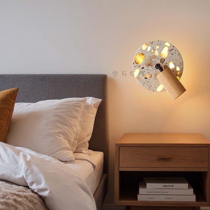 Medieval-Style Bedroom Bedside Wall Lamp with Switch, Luminous Stone, Rotating, Suitable for Living Room, Study, Background, Dining Room, Entryway Decorative Light