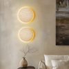 Yellow Cave Stone Wall Lamp, Antique Style Bedroom Bedside Lamp, Japanese Retro Wabi-Sabi Style Round Lamp for Guesthouse Corridor Wall Ambiance Lighting