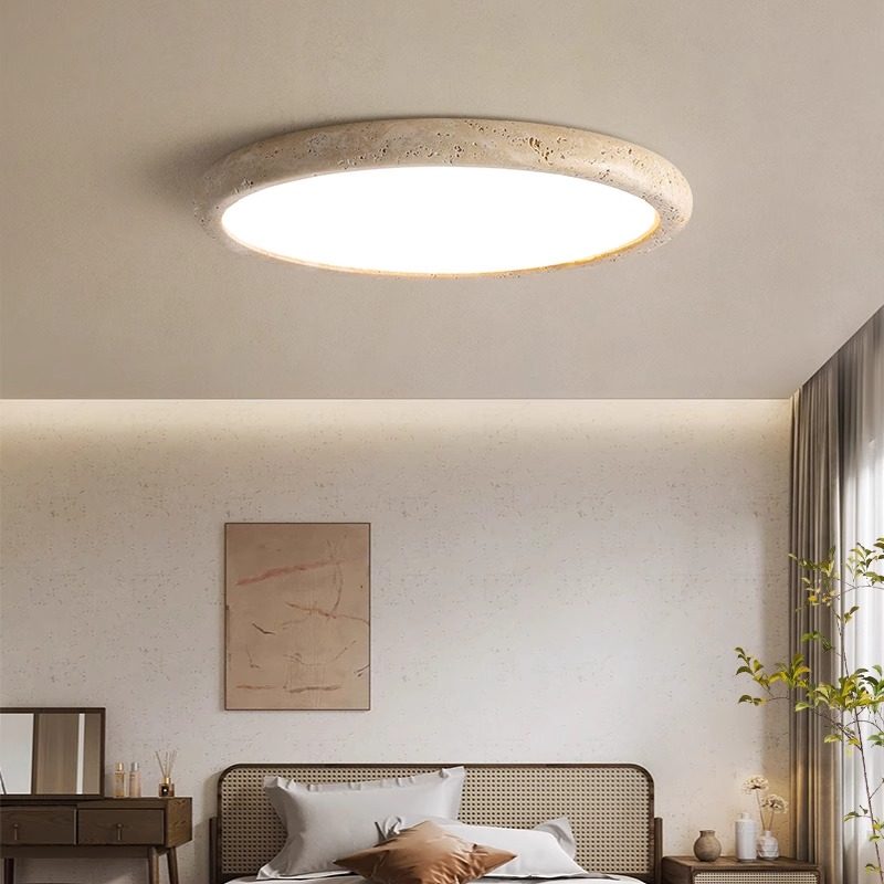 Yellow Cave Stone Lamps, Vintage Wabi-Sabi Style, Designer's Master Bedroom, Bedroom Ceiling Lamp, Simple Round Retro Style