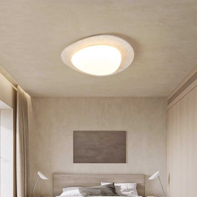 Yellow Travertine Bedroom Lamp, Pebble Ceiling Lamp, Creative Study Room Zen-Style Japanese Mid-Century Minimalist Style Homestay Master Bedroom Lamp