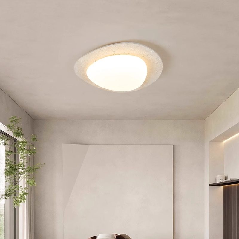 Yellow Travertine Bedroom Lamp, Pebble Ceiling Lamp, Creative Study Room Zen-Style Japanese Mid-Century Minimalist Style Homestay Master Bedroom Lamp