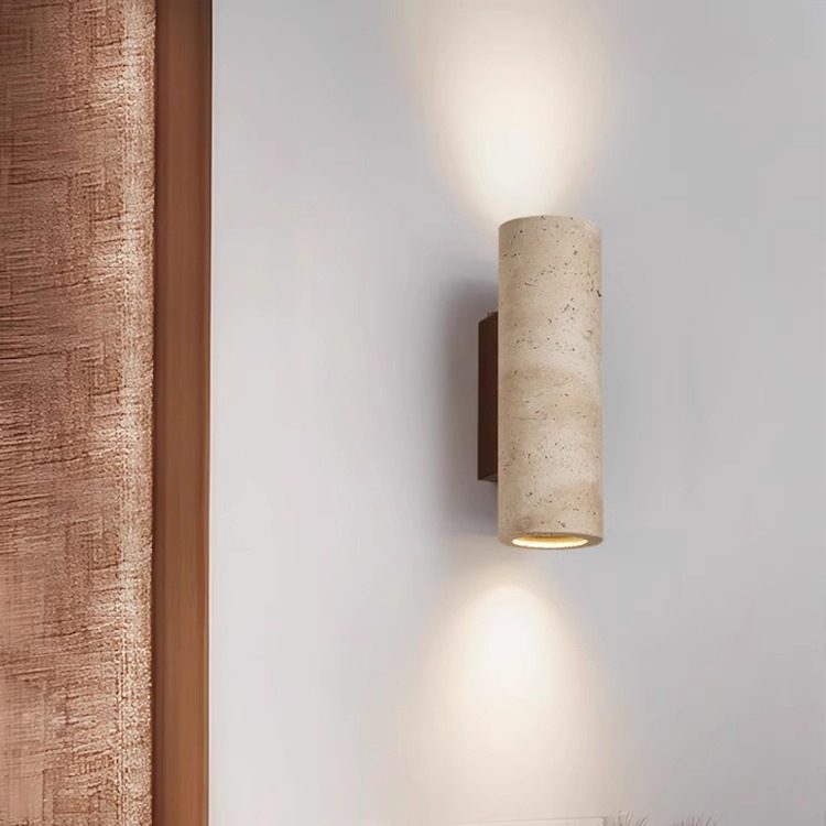 Vintage Wabi-Sabi Style Natural Yellow Travertine Wall Lamp Retro Homestay Living Room Bedroom Bedside Dining Room Corridor Ambiance Spotlight