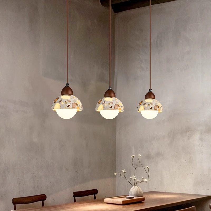 Yellow Travertine Japanese-Style Wabi-Sabi Bedside Small Pendant Lamp Designer Retro Dining Room Vintage Homestay Lighting