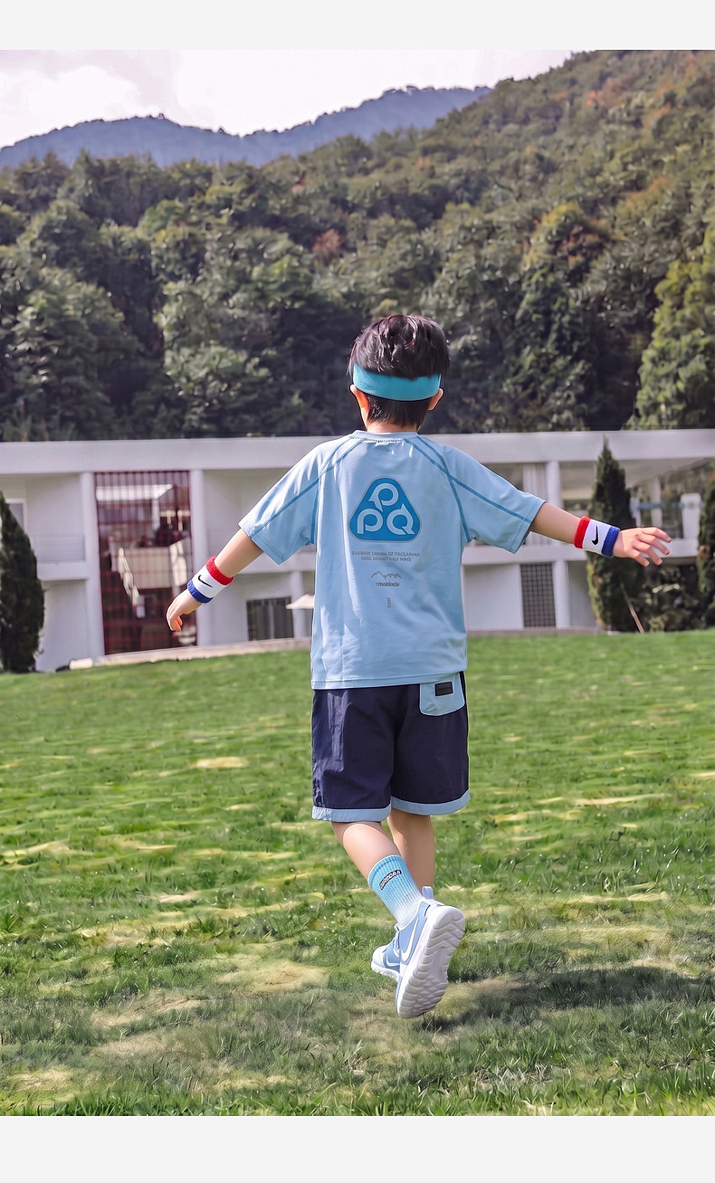 凉感速干衣儿童短袖t恤男童夏季2026新款潮牌中大童夏装运动套装 — 20