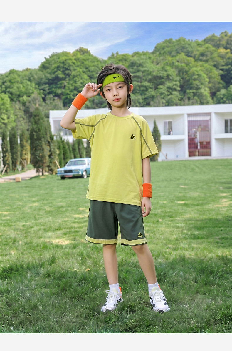 凉感速干衣儿童短袖t恤男童夏季2026新款潮牌中大童夏装运动套装 — 25
