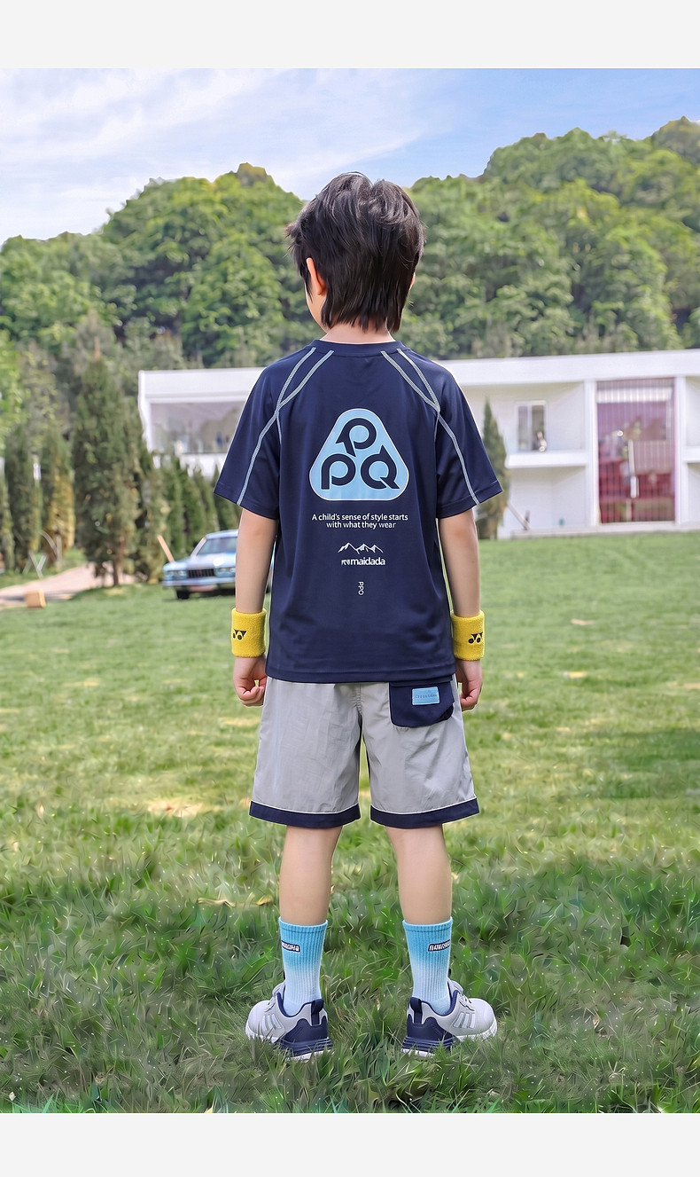 凉感速干衣儿童短袖t恤男童夏季2026新款潮牌中大童夏装运动套装 — 31